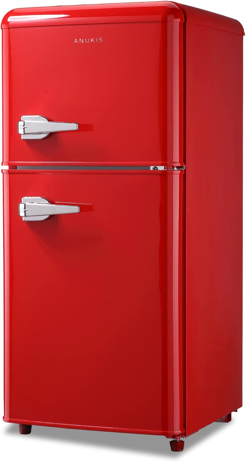 Anukis 3.2 Cu Ft Retro Mini Fridge — Red